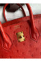 Hermes Birkin 25 Retourne Handmade Bag In Red Ostrich Leather Replica