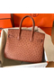 Hermes Birkin 30 Handmade Bag In Brown Ostrich Skin Replica