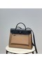 Hermes Herbag 31CM Original Canvas Leather & Calfskin 48887 Cream&black Replica