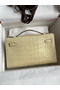 Hermes Kelly Pochette Handmade Bag In Vanille Matte Alligator Leather Replica