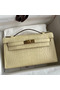 Hermes Kelly Pochette Handmade Bag In Vanille Matte Alligator Leather Replica