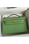 Hermes Kelly Pochette Handmade Bag In Vert Cypres Epsom Calfskin Replica