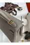 Hermes Kelly Retourne 25 Handmade Bag In Etain Clemence Leather Replica