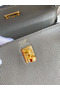 Hermes Kelly Retourne 25 Handmade Bag In Etain Clemence Leather Replica