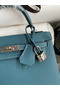 Hermes Kelly Sellier 25 Handmade Bag In Blue Jean Epsom Calfskin Replica