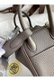 Hermes Mini Lindy Handmade Bag In Etain Clemence Leather Replica