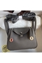 Hermes Mini Lindy Handmade Bag In Etain Clemence Leather Replica
