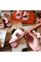 Hermes Oran Slide Sandals In Pink Swift Calfskin Replica