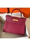 Hermes original Togo leather kelly bag KL320 fuchsia Replica