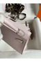 Hermes Kelly Mini II Sellier Handmade Bag In Mauve Pale Chevre Mysore Leather Replica
