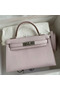 Hermes Kelly Mini II Sellier Handmade Bag In Mauve Pale Chevre Mysore Leather Replica