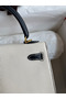 Hermes Kelly Sellier 25 Bicolor Bag in White and Black Mysore Goatskin Replica
