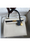 Hermes Kelly Sellier 25 Bicolor Bag in White and Black Mysore Goatskin Replica