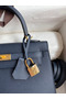 Hermes Kelly Sellier 25 Handmade Bag In Blue Indigo Epsom Calfskin Replica