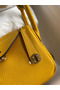 Hermes Mini Lindy Handmade Bag In Jaune Ambre Clemence Leather Replica