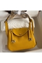 Hermes Mini Lindy Handmade Bag In Jaune Ambre Clemence Leather Replica