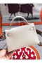 Hermes original mini Kelly chevre mysore K19CM white&Gold Metal Replica