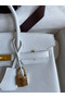 Hermes Birkin 25 Retourne Handmade Bag In White Clemence Leather Replica