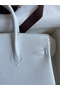 Hermes Birkin 25 Retourne Handmade Bag In White Clemence Leather Replica