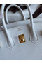 Hermes Birkin 25 Retourne Handmade Bag In White Clemence Leather Replica