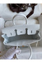 Hermes Birkin 25 Retourne Handmade Bag In White Clemence Leather Replica