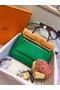 Hermes Herbag 31CM Original Canvas Leather & Calfskin 45987 Green&Apricot Replica