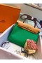 Hermes Herbag 31CM Original Canvas Leather & Calfskin 45987 Green&Apricot Replica