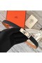 Hermes original epsom leather Kelly belt H069854 black silver plated metal Replica