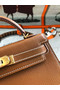 Hermes original mini Kelly chevre mysore K19CM brown&Gold Metal Replica