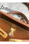Hermes original mini Kelly chevre mysore K19CM brown&Gold Metal Replica