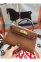 Hermes original mini Kelly chevre mysore K19CM brown&Gold Metal Replica