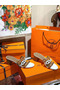 Hermes Tandem Sandals In Brown/White Lambskin Replica