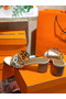 Hermes Tandem Sandals In Brown/White Lambskin Replica