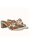 Hermes Tandem Sandals In Brown/White Lambskin Replica