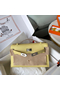 Hermes Kelly Pochette Handmade Bag In Jaune Poussin Epsom Calfskin Replica