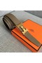 Hermes original togo 2 belt buckle & Reversible leather strap 32 mm H06454 grey gold plated metal Replica