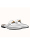 Hermes Oz Mules In Silver Metallic Calfskin Replica