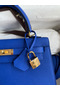 Hermes Kelly Sellier 25 Handmade Bag In Blue France Epsom Calfskin Replica