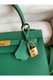 Hermes Kelly Sellier 25 Handmade Bag In Vert Vertigo Epsom Calfskin Replica