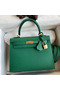 Hermes Kelly Sellier 25 Handmade Bag In Vert Vertigo Epsom Calfskin Replica