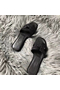 Hermes Oran Sandals In Black Suede With Black Crystal Replica