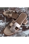 Hermes Oran Sandals In Champagne Swift Leather Replica