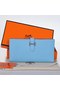 Hermes Bearn Wallet Original Smooth Leather Light Blue Replica