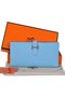 Hermes Bearn Wallet Original Smooth Leather Light Blue Replica