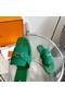 Hermes Galerie Sandals In Green Suede Leather Replica