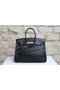 Hermes Kelly 35cm Handle Bag Black Ostrich Leather Gold Replica