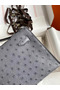 Hermes Kelly Pochette Handmade Bag In Gris Agate Ostrich Leather Replica