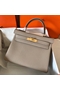Hermes Kelly Retourne 28 Handmade Bag In Tourterelle Clemence Leather Replica