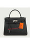 Hermes Kelly 32cm Shoulder Bag Black Original Leather K32 Silver Replica