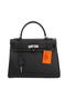 Hermes Kelly 32cm Shoulder Bag Black Original Leather K32 Silver Replica